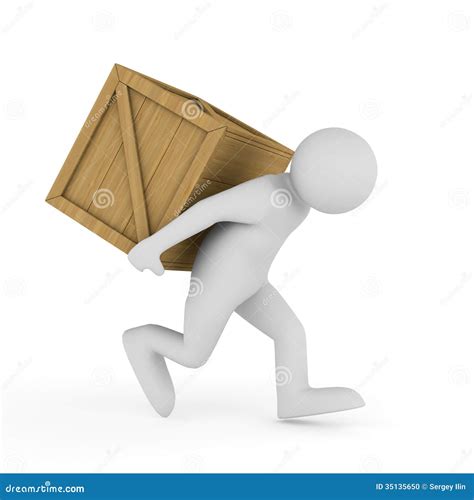 Men Carry Box On Back Stock Illustration Illustration Of Container 35135650