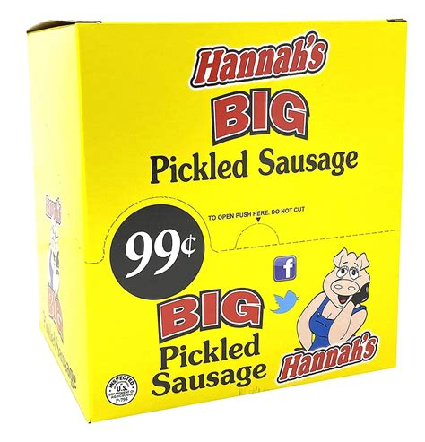 Hannahs Big Pickled Sausage Pack Of 20 17 Oz Sticks