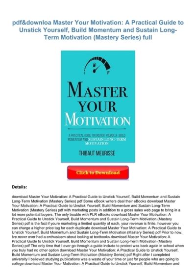 Pdfanddownload Master Your Motivation A Practical Guide To Unstick