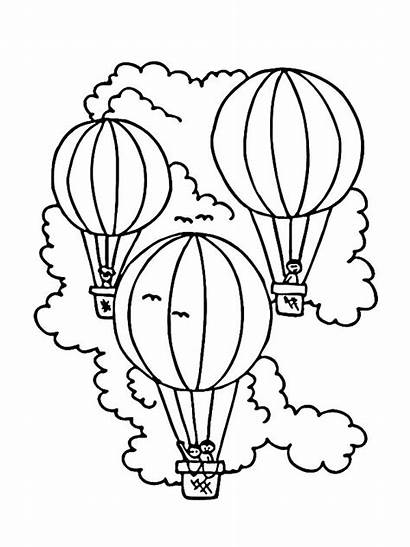 Coloring Balloon Air Pages Vacation Decorated Sky