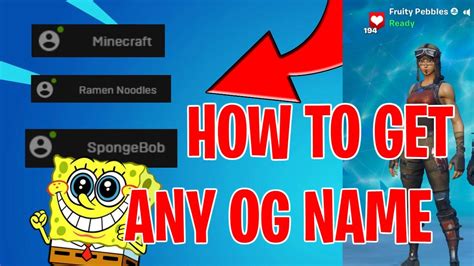 How To Get Any Og Epic Name In Fortnite Chapter New Method Youtube