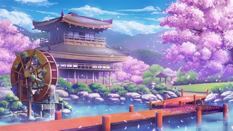 Cherry Blossom Serenity Anime House 4k Ultra Hd Wallpaper By 黒猫