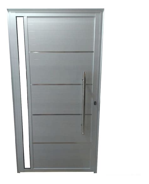 Porta Pivotante De Alumínio Branco 210x100 L25 Friso E Vidro Mercado