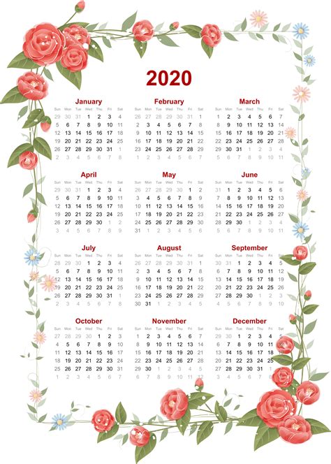 2020 Calendar Png Transparent Images Png All