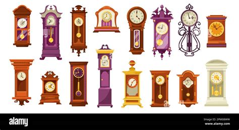 Different Vintage Clocks Vector Illustrations Set Stock Vector Image