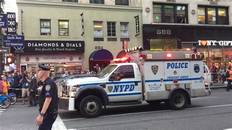 Nypd Esu Truck Responding On 6th Avenue To Meat Cleaver Attack On Nypd