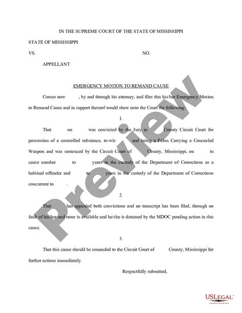 Mississippi Emergency Motion To Remand Cause Mississippi Remand Us