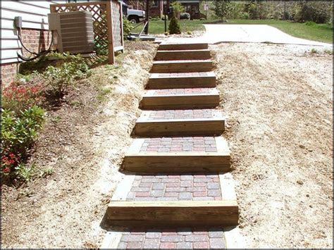 Hill Side Dyi Step Idea Brick And Wood Hillside Step