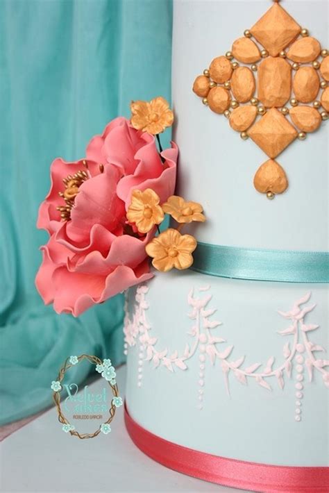 Coral Mint Weddingcake Cake By The Velvet Cakes Cakesdecor