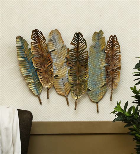 Buy Wrought Iron Antique Leaf Wall Art In Gold By Malik Design Online