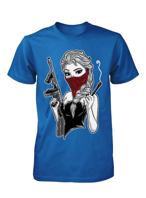 Bnwt Elsa Cold Gangster Frozen Princess Machine Gun Rebel Adult T Shirt