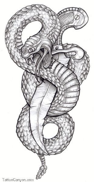 A sinuous realistic snake is filled with the abstract patternings of ancient henna hand painting patterns from india. Snake Tattoo Designs - The Body is a Canvas
