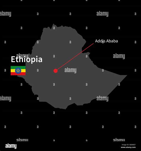 Detailed Map Of Ethiopia And Capital City Addis Ababa With Flag On