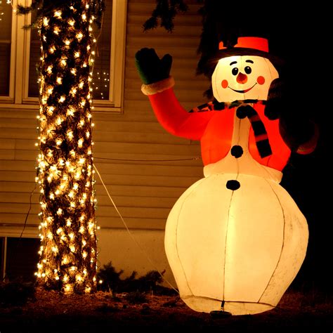 Lighted Snowman Holiday Yard Ornament Picture Free Photograph