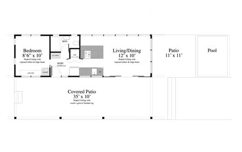 Contemporary Style House Plan 1 Beds 1 Baths 400 Sqft