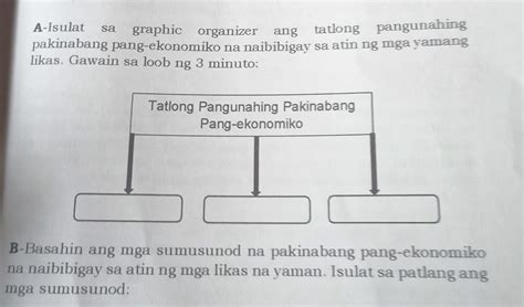 A Isulat Sa Graphic Organiser Ang Tatlong Pangunahing Pakinabang Pang Ekonomiko Na Naibibigay Sa