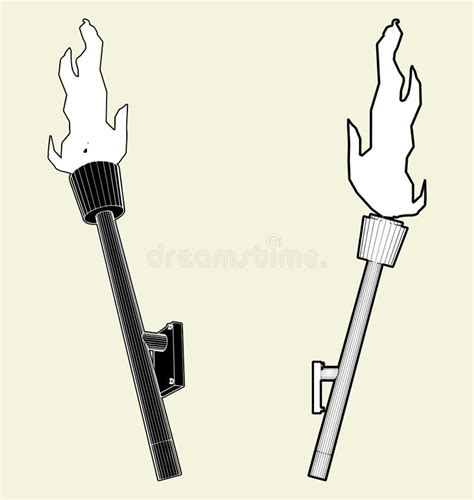 Medieval Wall Torch Vector 01 Stock Vector Illustration Of Iron
