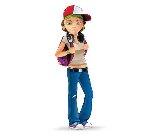 Casual Girl Free Cartoon Character Cartooncharacter Vectorcharacter