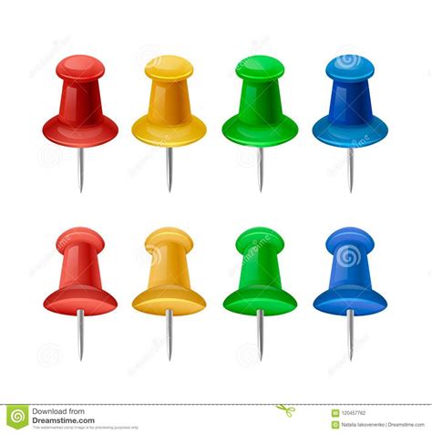 Set Of Bright Push Pins Stock Vector Illustration Of Colored 120457762