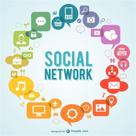 Social Network Vektor Mit Symbolen Kostenlose Vektor