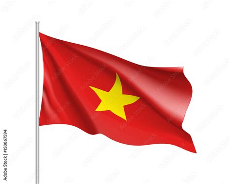 Waving Flag Of Vietnam Illustration Of Asian Country Flag On Flagpole