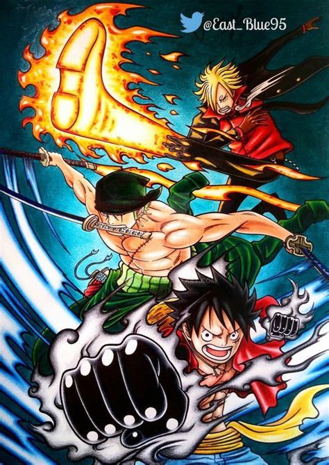One piece luffy nami zoro anime manga merch fortnite geek monthly . One Piece Monster trio by Ryoku95 | One piece drawing, One ...