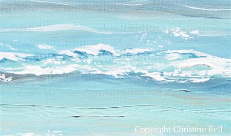 Original Art Abstract Painting Aqua Blue Ocean Beach Coastal Decor