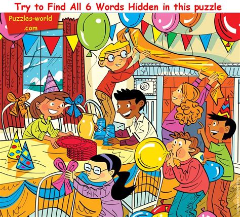 Hidden Wrds For Kids Can You Find The Six Hidden Words In This