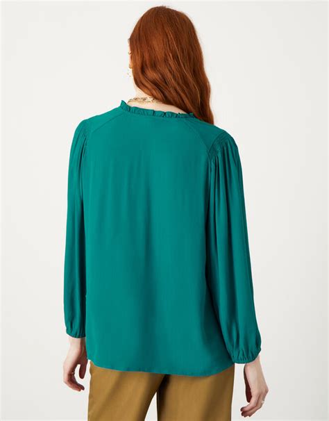 Lace Bib Blouse With Lenzing Ecovero Teal