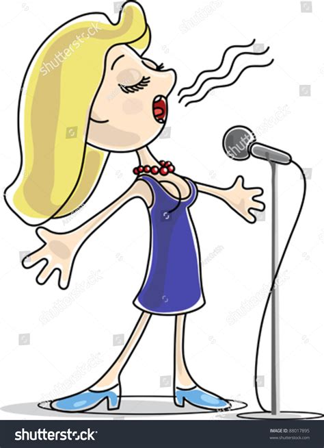 Cartoon Female Singer Microphone Shutterstock