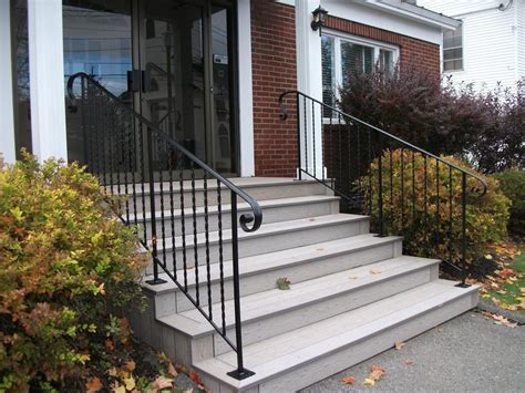 Outstanding outdoor stair railings iron that will blow your mind. Simple Patio Stair Outdoor Railing Designs Using Black ...