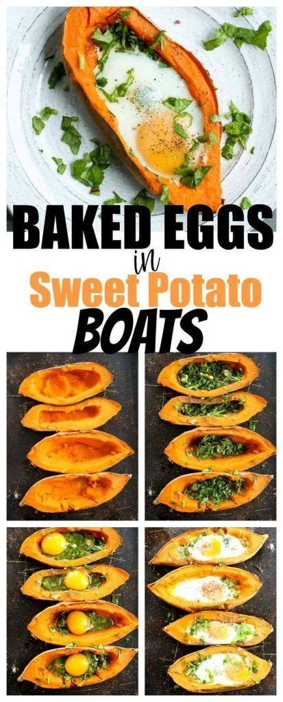 Baked Eggs And Spinach In Sweet Potato Boats Recipe Sweet Potato