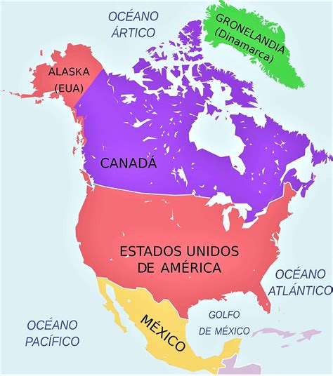 Mapa De América Del Norte Norteamérica Político Físico Para