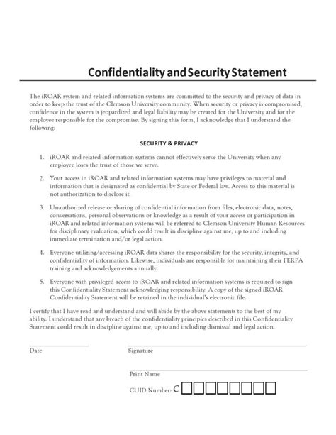 24 Simple Confidentiality Statement And Agreement Templates