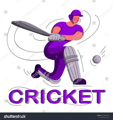 Batsman Playing Cricket Stylized Cricketer Character Stock Vector