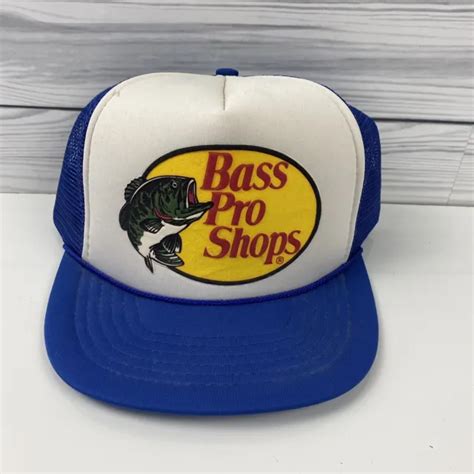 Vintage Bass Pro Shops Blue Snapback Rope Trucker Fishing Logo Mesh Cap