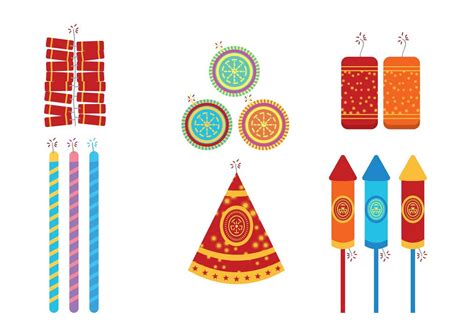 Diwali Fire Crackers Vector Set 153863 Vector Art At Vecteezy