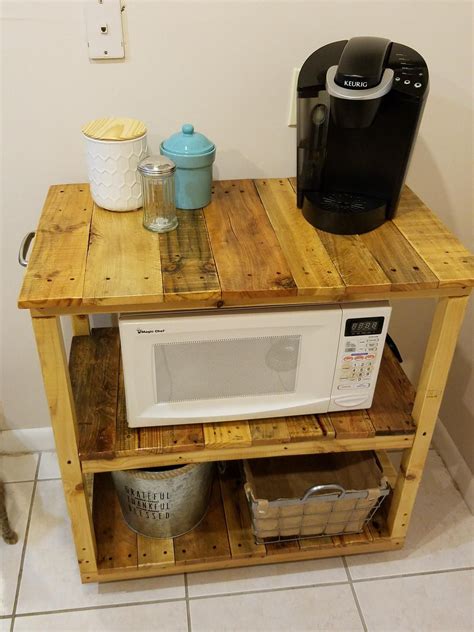 Free Pallets I Made A Microwave And Coffee Stand Wood Pallet Projects
