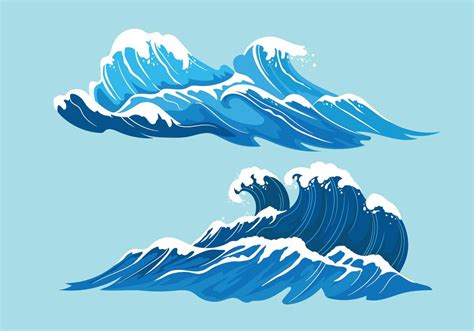 Set Illustration Of High Seas With Giant Waves Wave Illustration Sea
