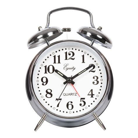 Equity By La Crosse Silver Twin Bell Quartz Alarm Clock 13014 The
