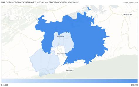Highest Median Household Income In Sevierville By Zip Code Zip Atlas