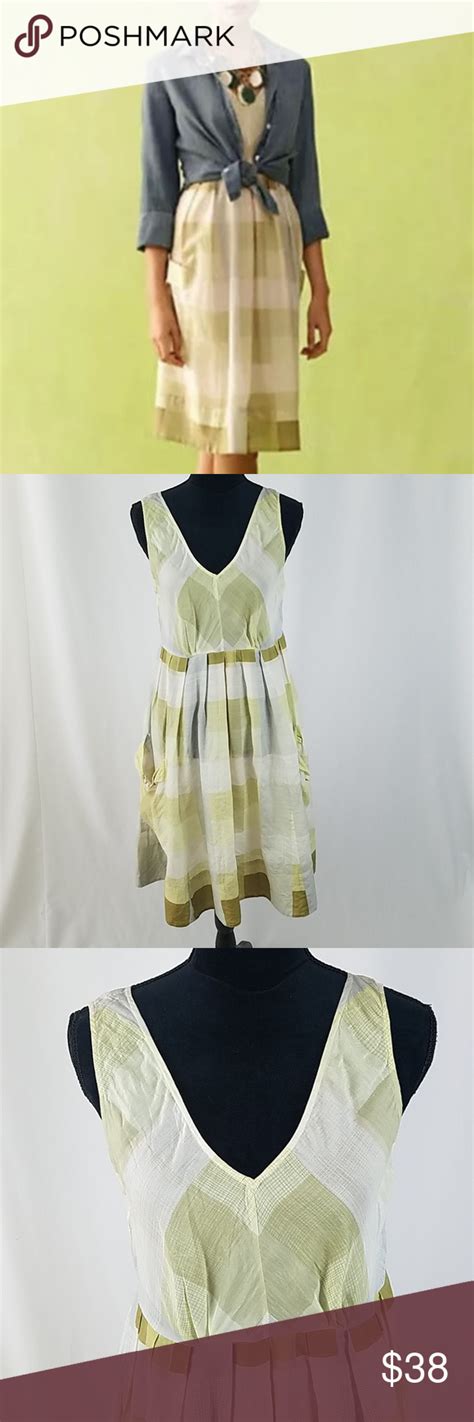 Antro Maeve 4 Inwood Silk Shift Dress Green Plaid Silk Shift Dress