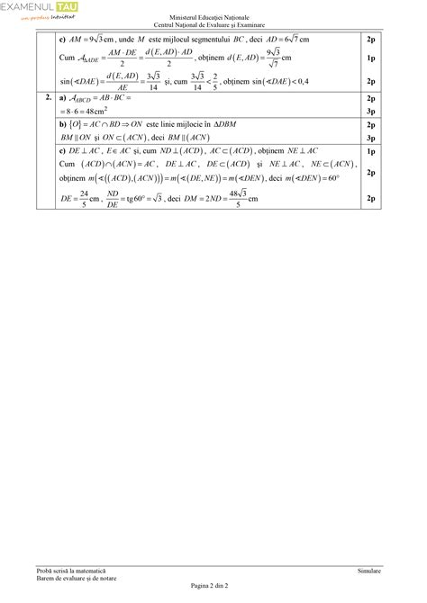 Barem Evaluare Si Notare Simulare Evaluare Nationala 2018 Proba La