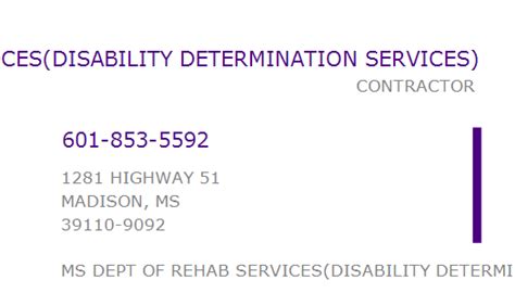 1568621860 Npi Number Ms Dept Of Rehab Servicesdisability