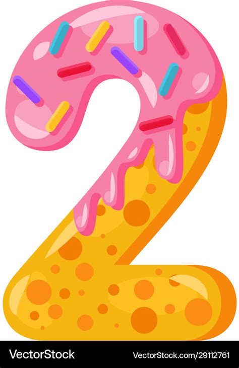 Donut Cartoon Two Number Royalty Free Vector Image