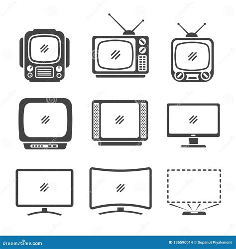 Television Icon Set Stock Vector Illustration Of Electronic 136590014