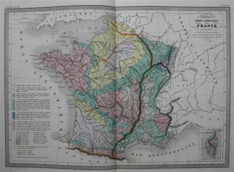 FRANCIA FISICA MINERALOGICA Mappa Antica Originale Malta Bruno C