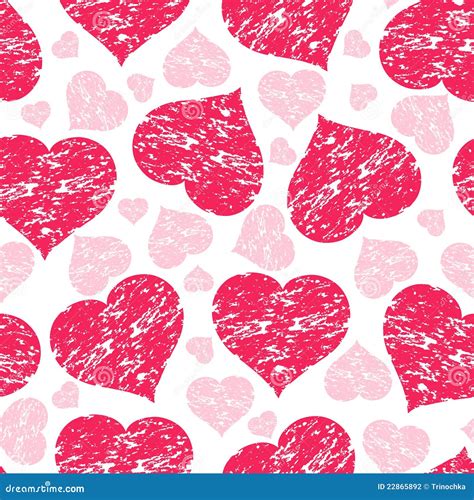 Seamless Pattern With Grunge Hearts Stock Vector Illustration Of