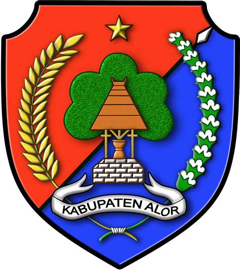 Lambang Kabupaten Alor A Coat Of Arms With A Tree In The Center