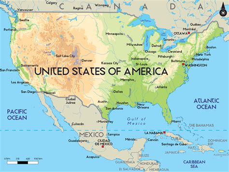 United States Map Labeled North America Physical Map Freeworldmaps Sexiz Pix
